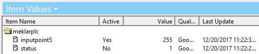 OmniServer Item Values Showing Actual Item Value with Good Quality