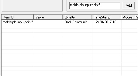 Adding OmniServer Item to Sample OPC Test Client