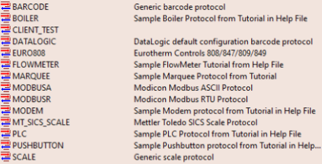 Screenshot - Installed Sample Protocols